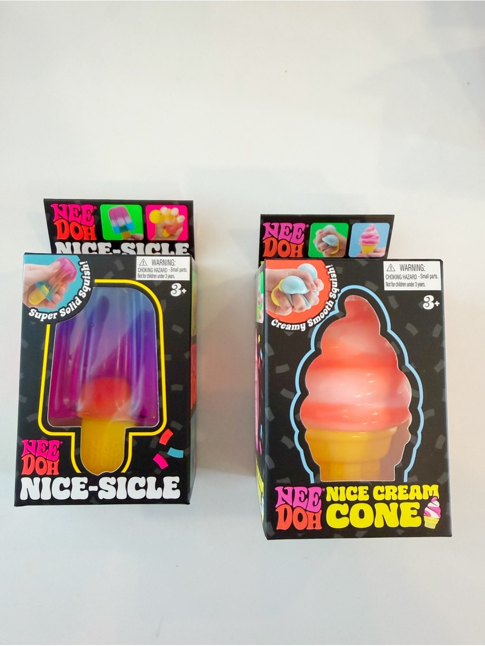NeeDoh Nice Cream Cone & Nice-Sicle Squishy Dessert Set of 2 Toy New In Box